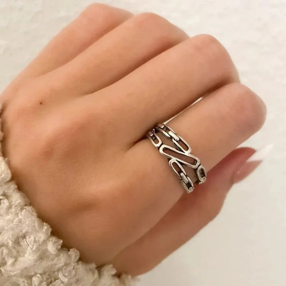 925 Sterling Silver Paperclip Ring Minimalist Ring Dainty Stackable Ring Band